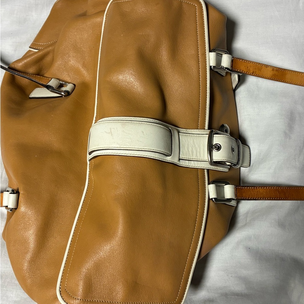 COACH | Leatherware 5142 | Caramel & Cream Leather Satchel | Y2K Equestrian Luxe - Picture 15 of 16